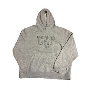 GAP Fleece Hoodie Front Pocket Drawstring Super Soft Grey Size XL Unisex